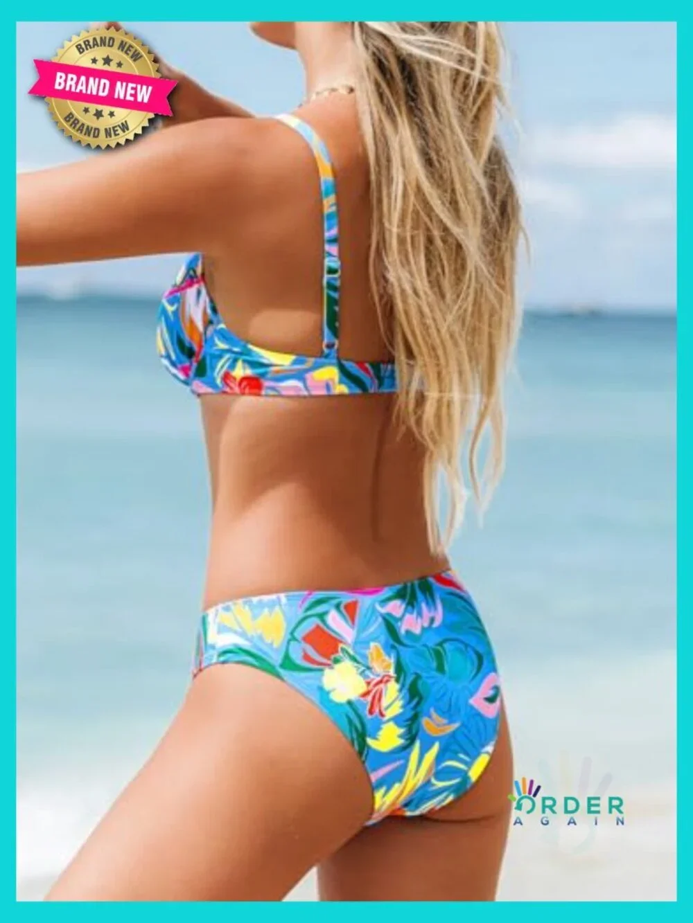 Bikini Set V Wire Underwire Push Up Mid Rise Back Hook Adjustable Straps
